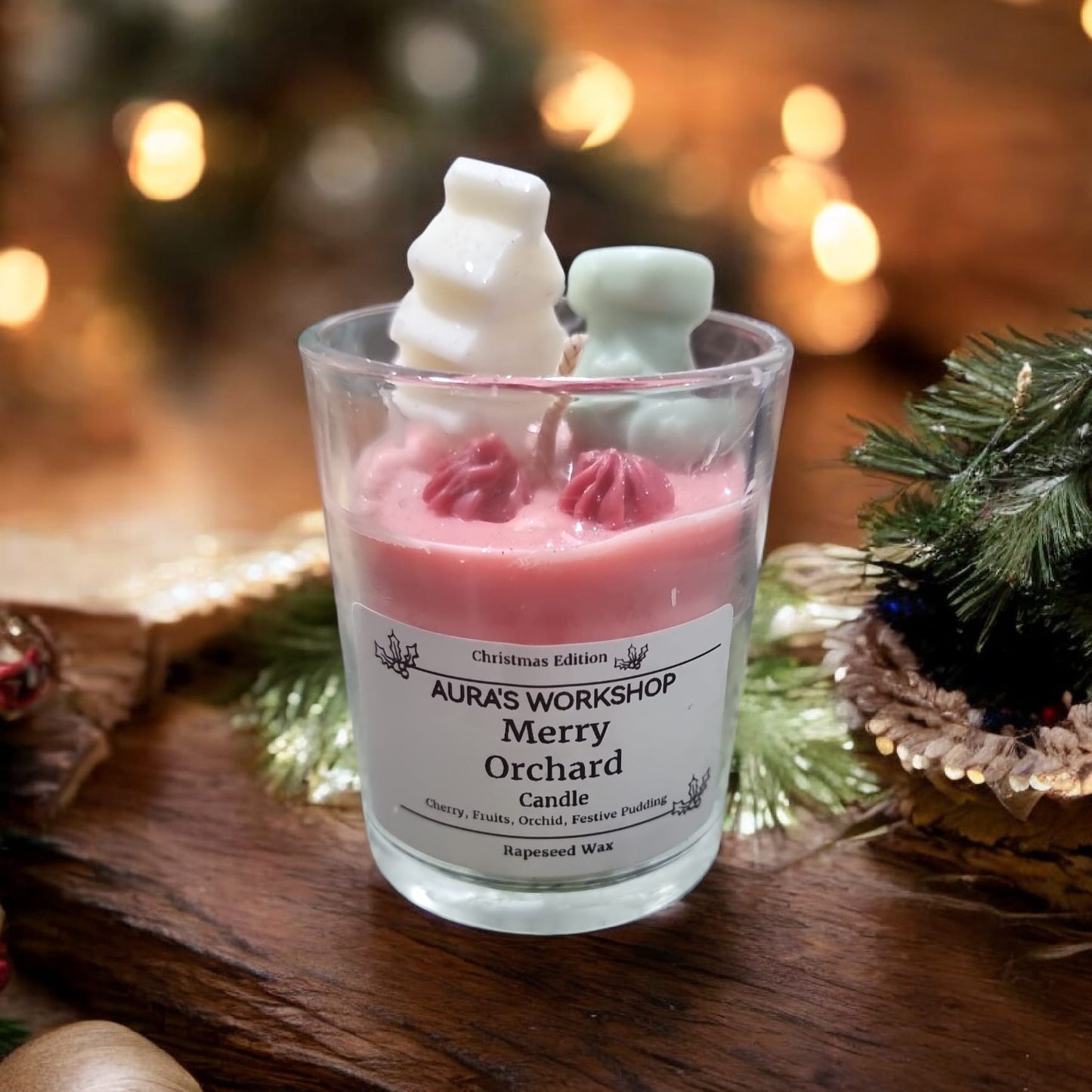 🍒🎄 Merry Orchard Shot Candle – Christmas Edition | Aura’s Workshop - Auras Workshop Auras Workshop