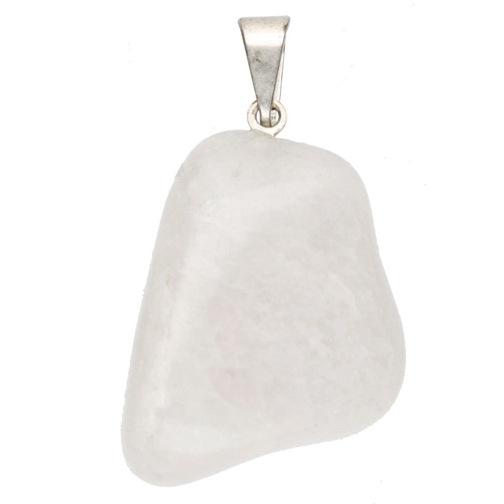 Milky Quartz Rhodium Plated Pendant – Crystal Jewellery - Auras Workshop Auras Workshop