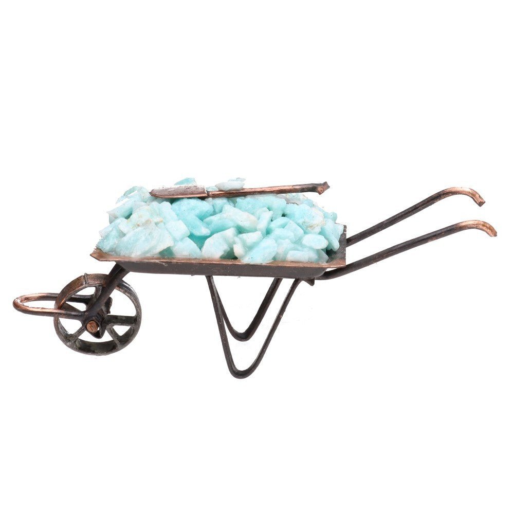 Mini Amazonite Crystal Wheelbarrow Ornament – 9 cm - Auras Workshop Auras Workshop