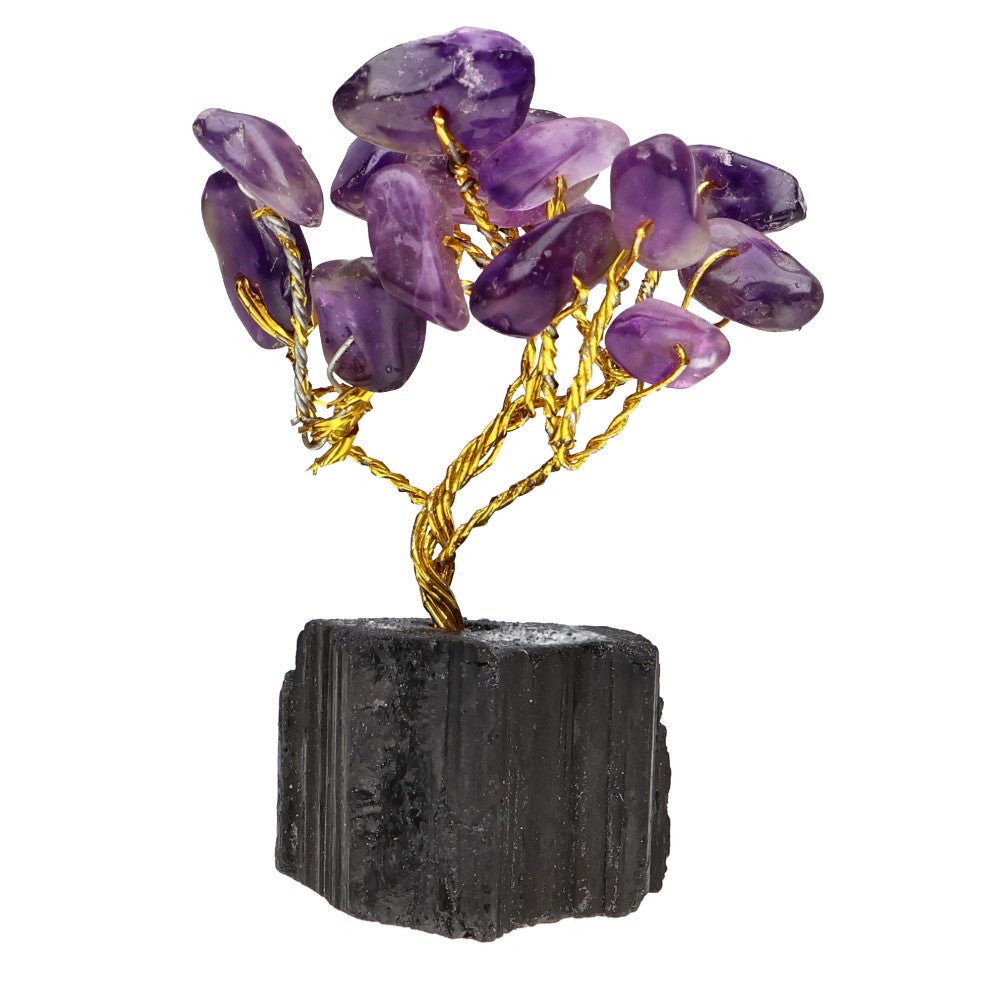 Mini Amethyst Crystal Tree with Black Tourmaline Base – Protection, Calm & Spiritual Energy - Auras Workshop Auras Workshop