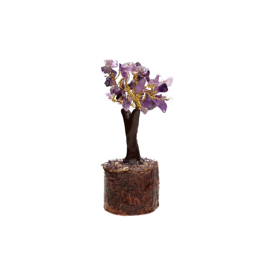 Mini Amethyst Crystal Tree with Wooden Base – 11 cm - Auras Workshop Auras Workshop