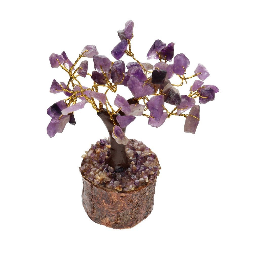 Mini Amethyst Crystal Tree with Wooden Base – 11 cm - Auras Workshop Auras Workshop