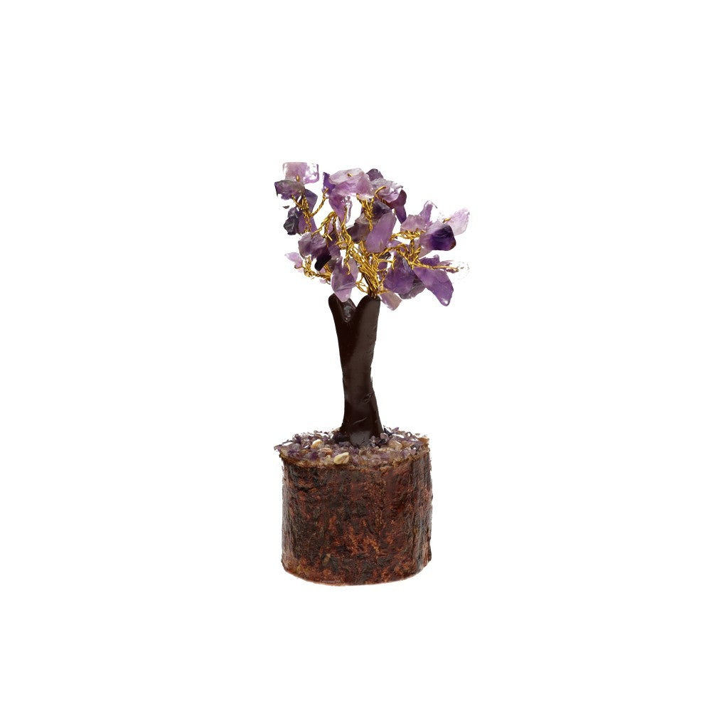 Mini Amethyst Crystal Tree with Wooden Base – 11 cm