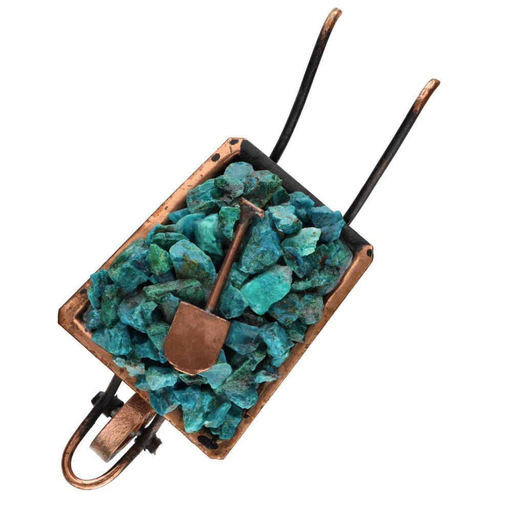 Mini Chrysocolla Crystal Wheelbarrow – 9 cm - Auras Workshop Auras Workshop