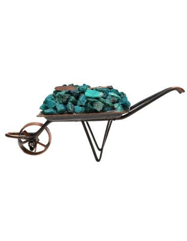Mini Chrysocolla Crystal Wheelbarrow – 9 cm - Auras Workshop Auras Workshop