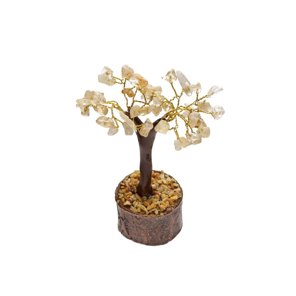 Mini Citrine Crystal Tree with Wooden Base – 12 cm - Auras Workshop Auras Workshop