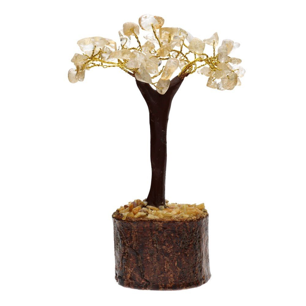Mini Citrine Crystal Tree with Wooden Base – 12 cm - Auras Workshop Auras Workshop