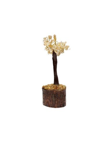 Mini Citrine Crystal Tree with Wooden Base – 12 cm - Auras Workshop Auras Workshop