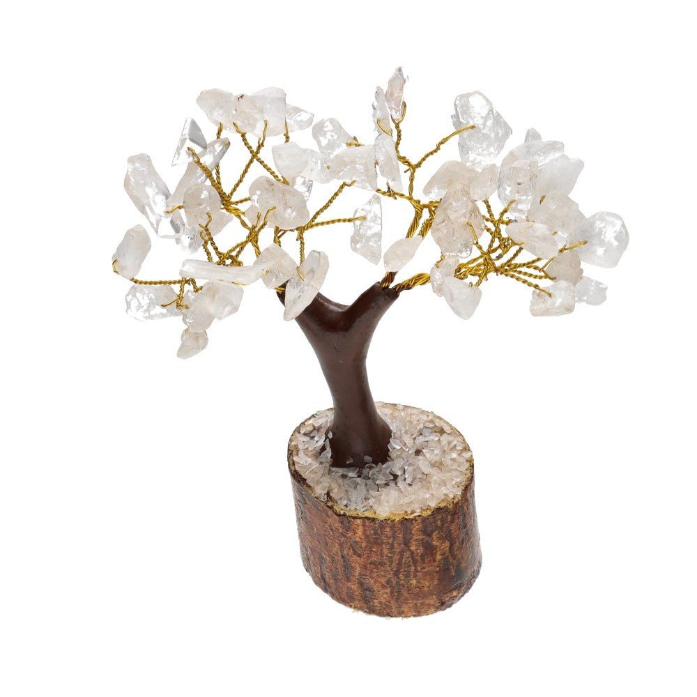 Mini Clear Quartz Crystal Tree with Wooden Base - Auras Workshop Auras Workshop