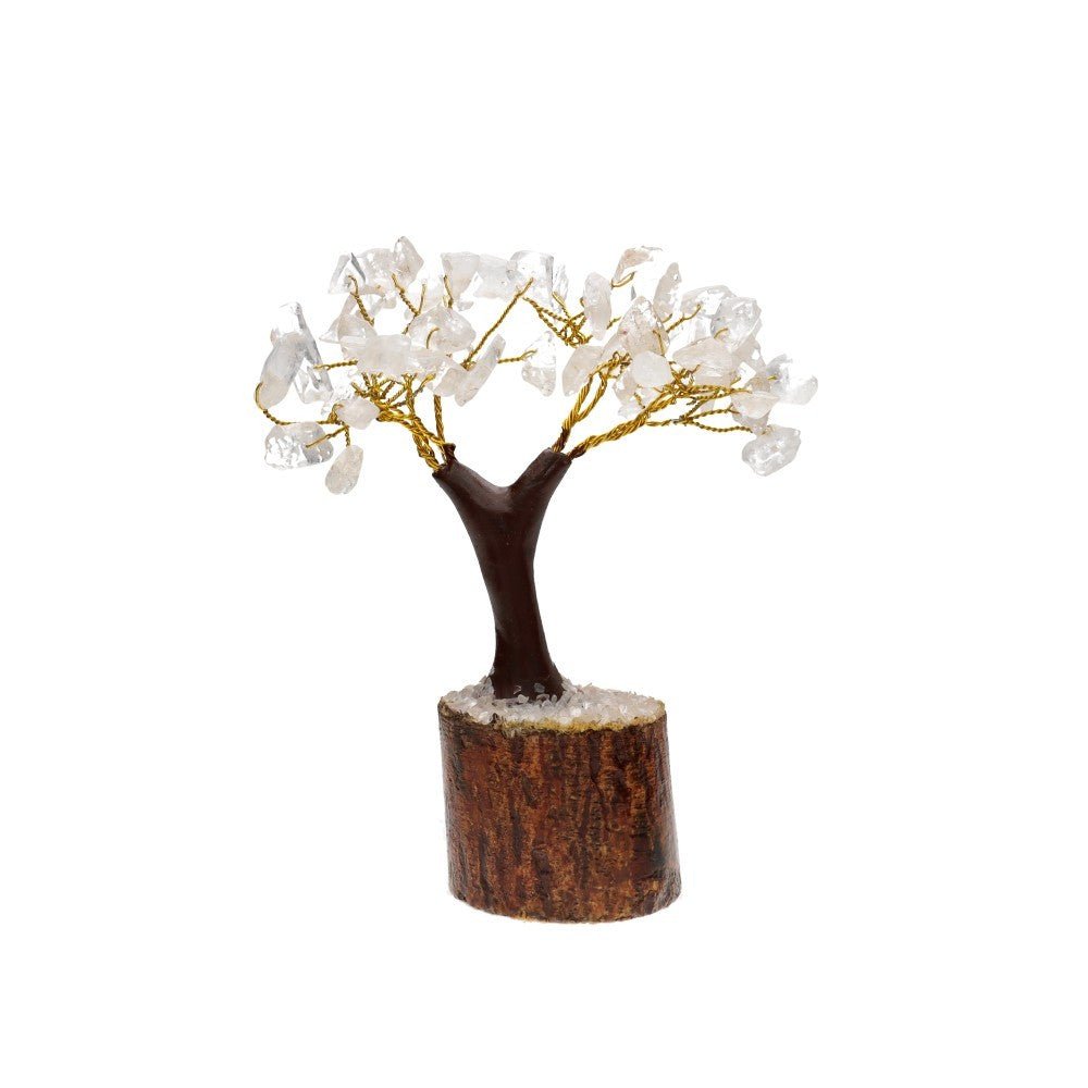 Mini Clear Quartz Crystal Tree with Wooden Base - Auras Workshop Auras Workshop