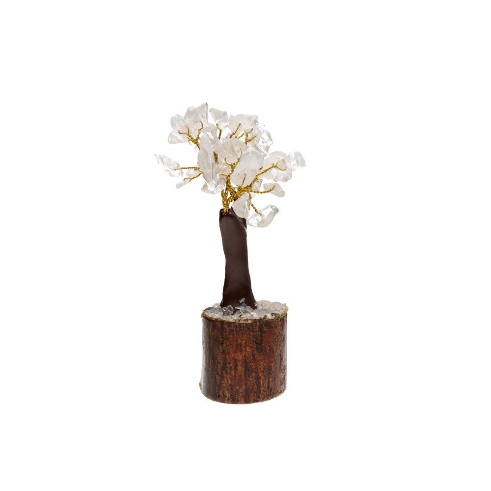 Mini Clear Quartz Crystal Tree with Wooden Base - Auras Workshop Auras Workshop