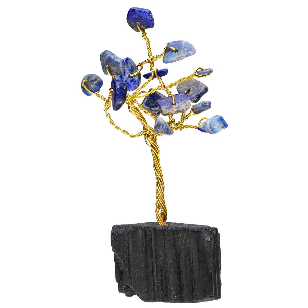 Mini Lapis Lazuli Crystal Tree with Black Tourmaline Base – Wisdom, Protection & Intuition - Auras Workshop Auras Workshop