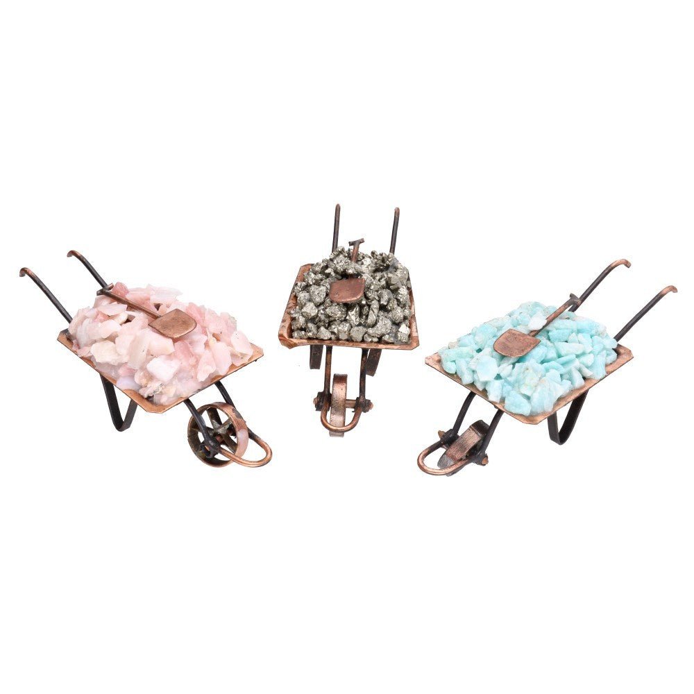 Mini Pink Opal Crystal Wheelbarrow Ornament – 9 cm -  - Auras Workshop  Cyprus 