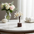 Mini Rose Quartz Crystal Tree with Wooden Base – 13 cm - Auras Workshop Auras Workshop