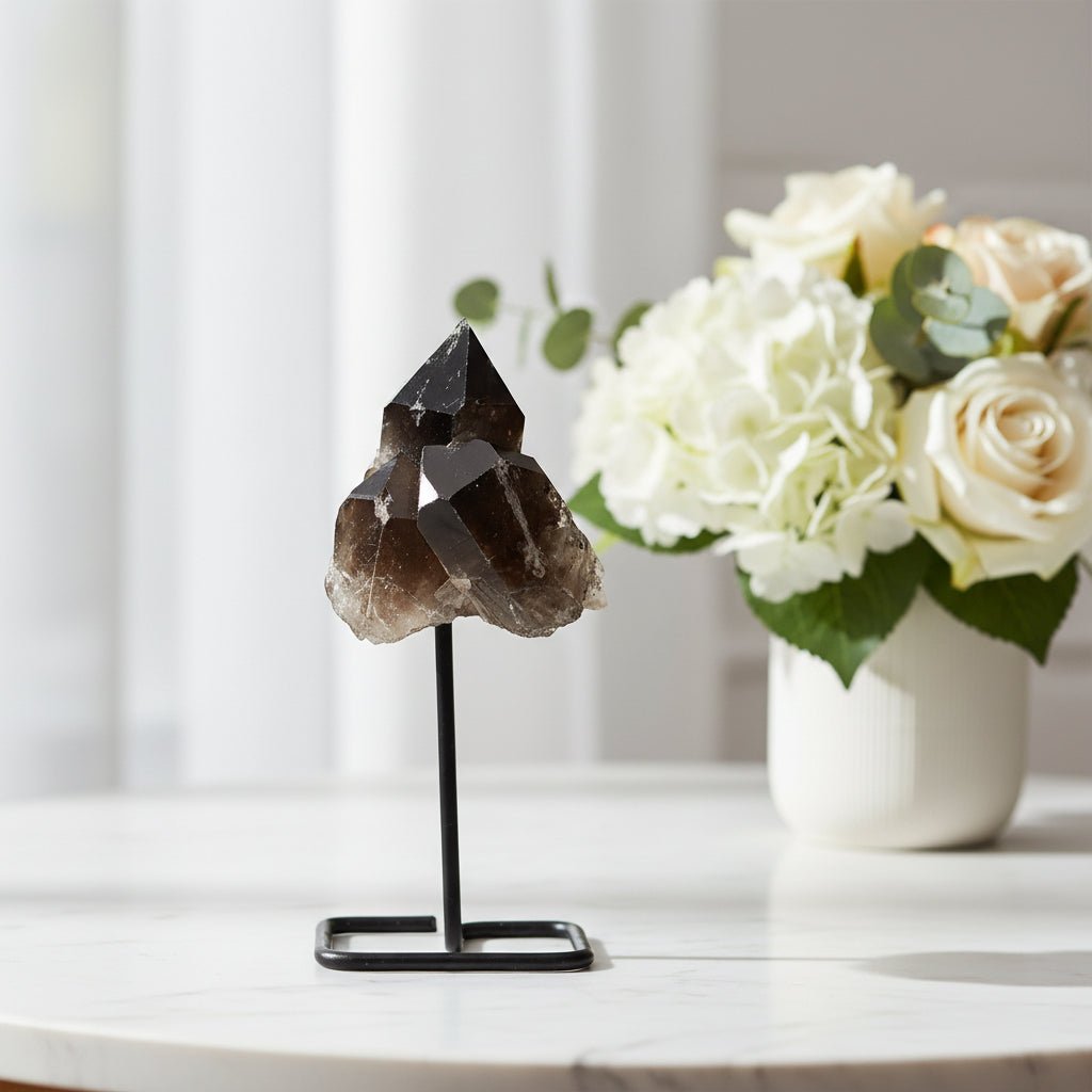 Mini Smoky Quartz Crystal on Display Base - Auras Workshop Auras Workshop