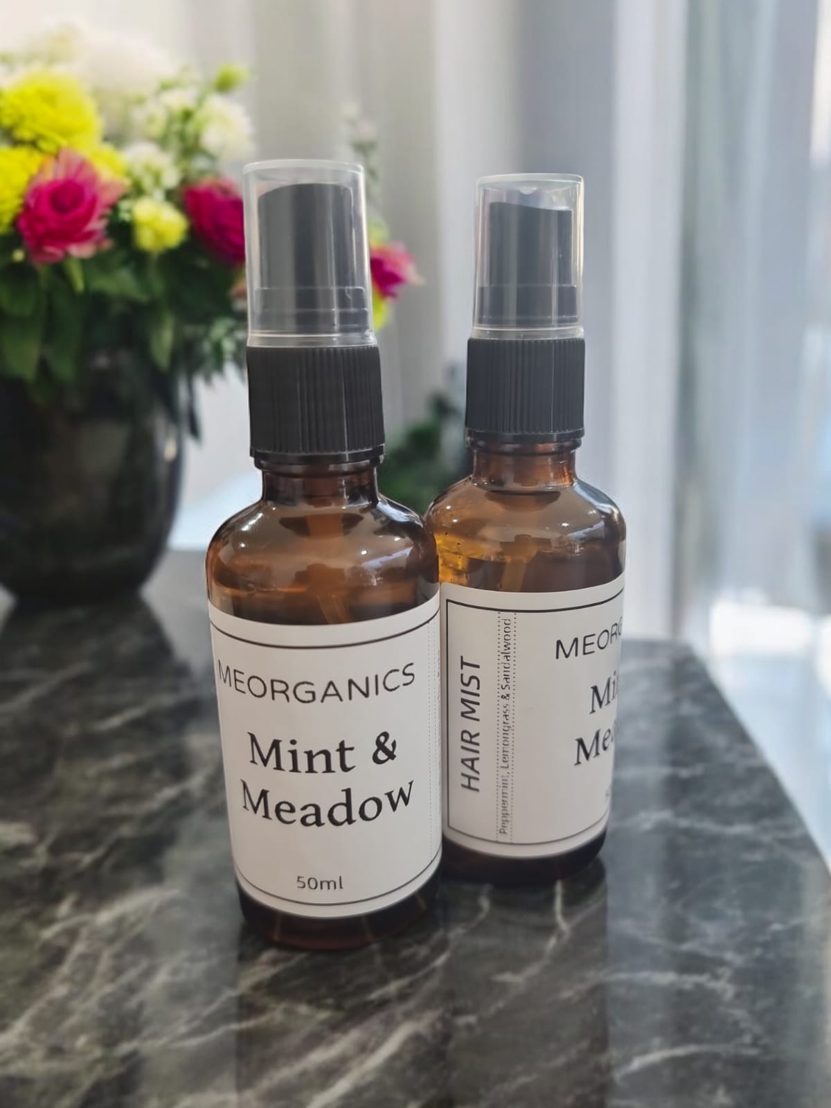 Mint & Meadow - Peppermint, Lemongrass & Sandlewood Hair Mist 50ml - Auras Workshop Auras Workshop