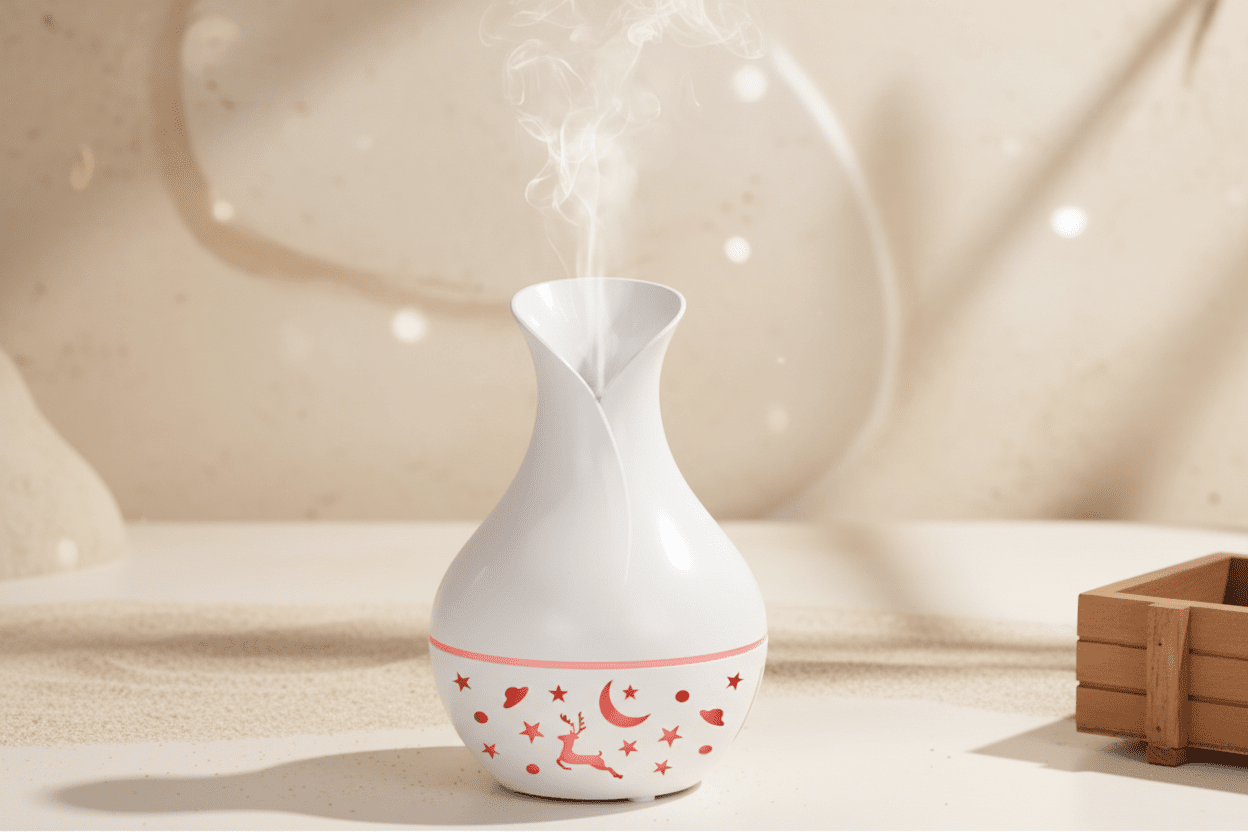 🌙✨ Moon & Stars Diffuser – White | Open - Top Vase - Shaped Humidifier & Aromatherapy Diffuser | 200ml - Auras Workshop Auras Workshop