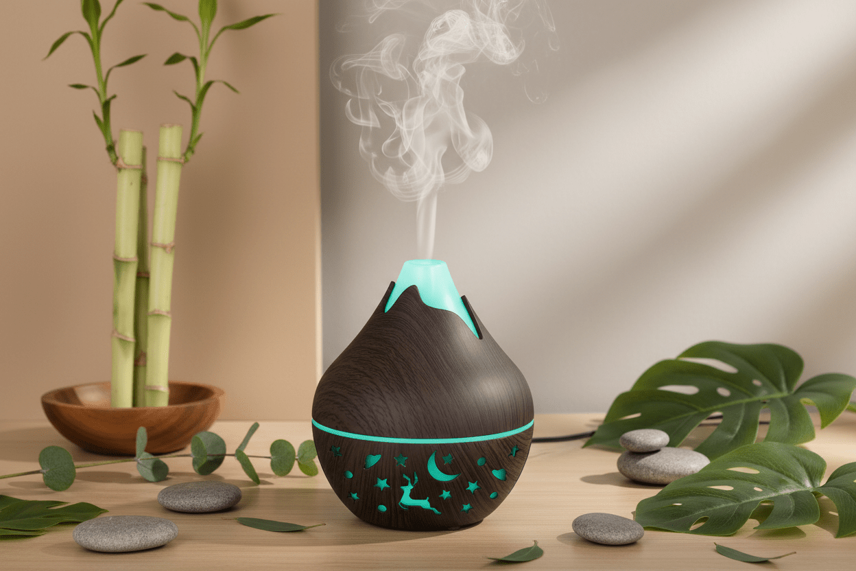 🌙✨ Moon & Stars USB Diffuser Humidifier – 200ml | Small & Portable | Dark Wood, Pine & White - Auras Workshop Auras Workshop