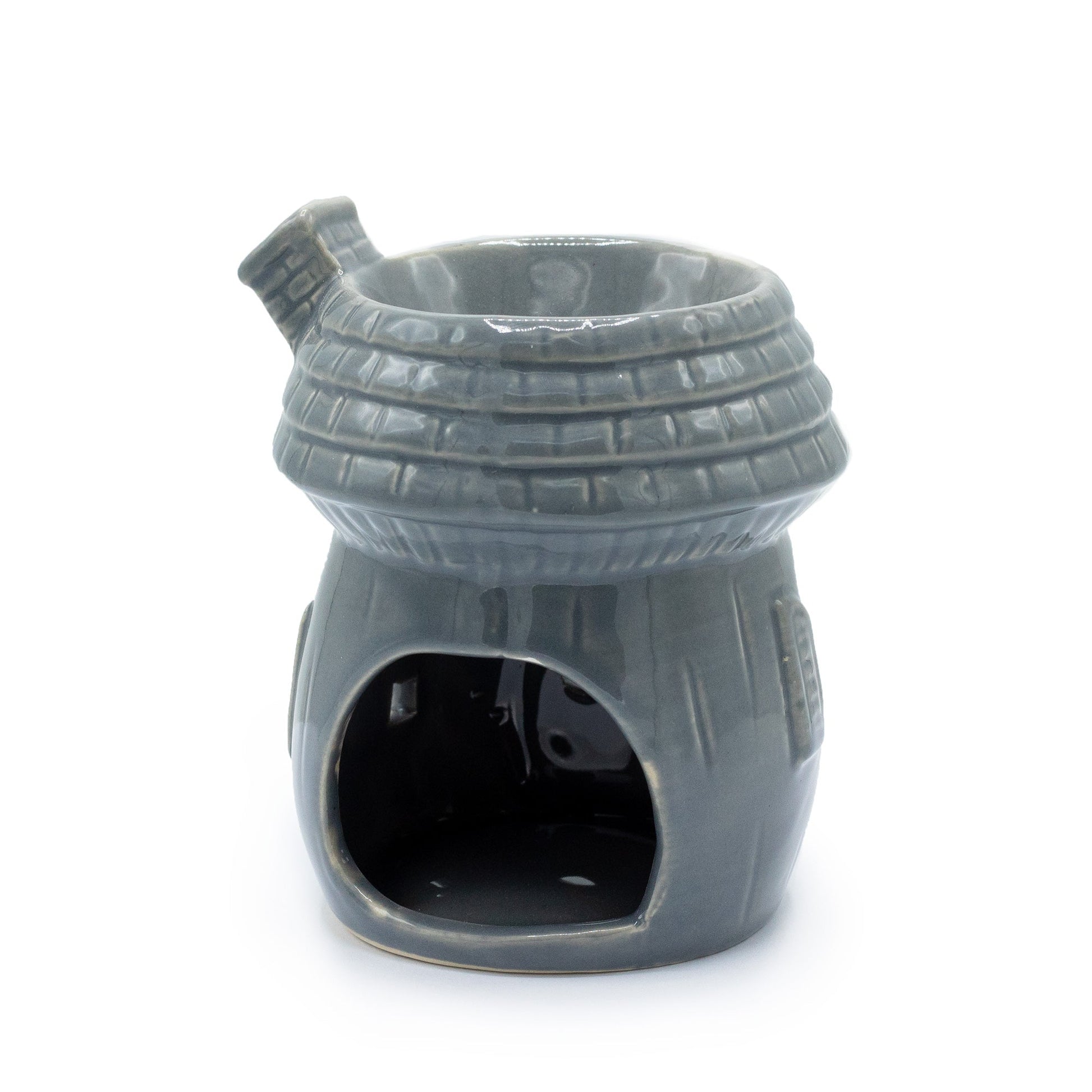 🍄✨ Mushroom House Oil & Wax Burner – Grey | Decorative Ceramic Burner - Auras Workshop Auras Workshop
