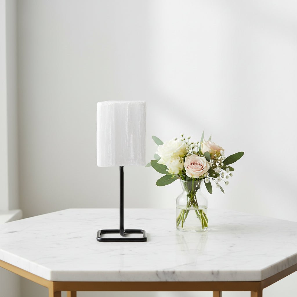 Natural Selenite Crystal Pedestal – 14cm - Auras Workshop Auras Workshop