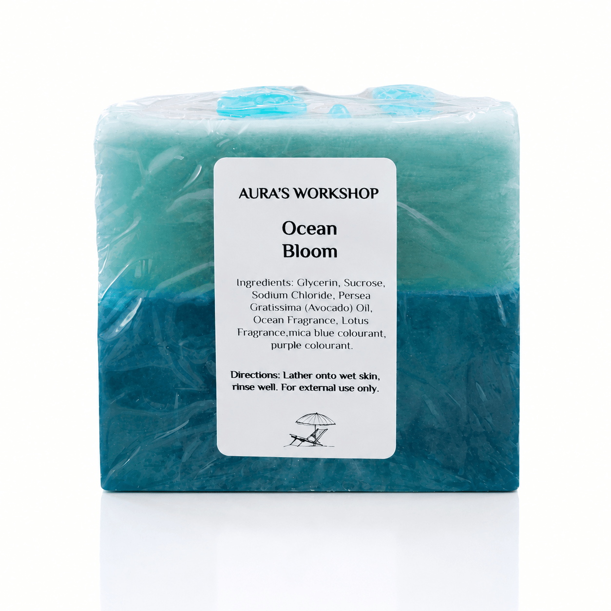 🌊 Ocean Bloom Soap Bar – Handmade Moisturising Soap with Avocado Oil | Auras Workshop - Auras Workshop Auras Workshop