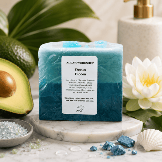 🌊 Ocean Bloom Soap Bar – Handmade Moisturising Soap with Avocado Oil | Auras Workshop - Auras Workshop Auras Workshop