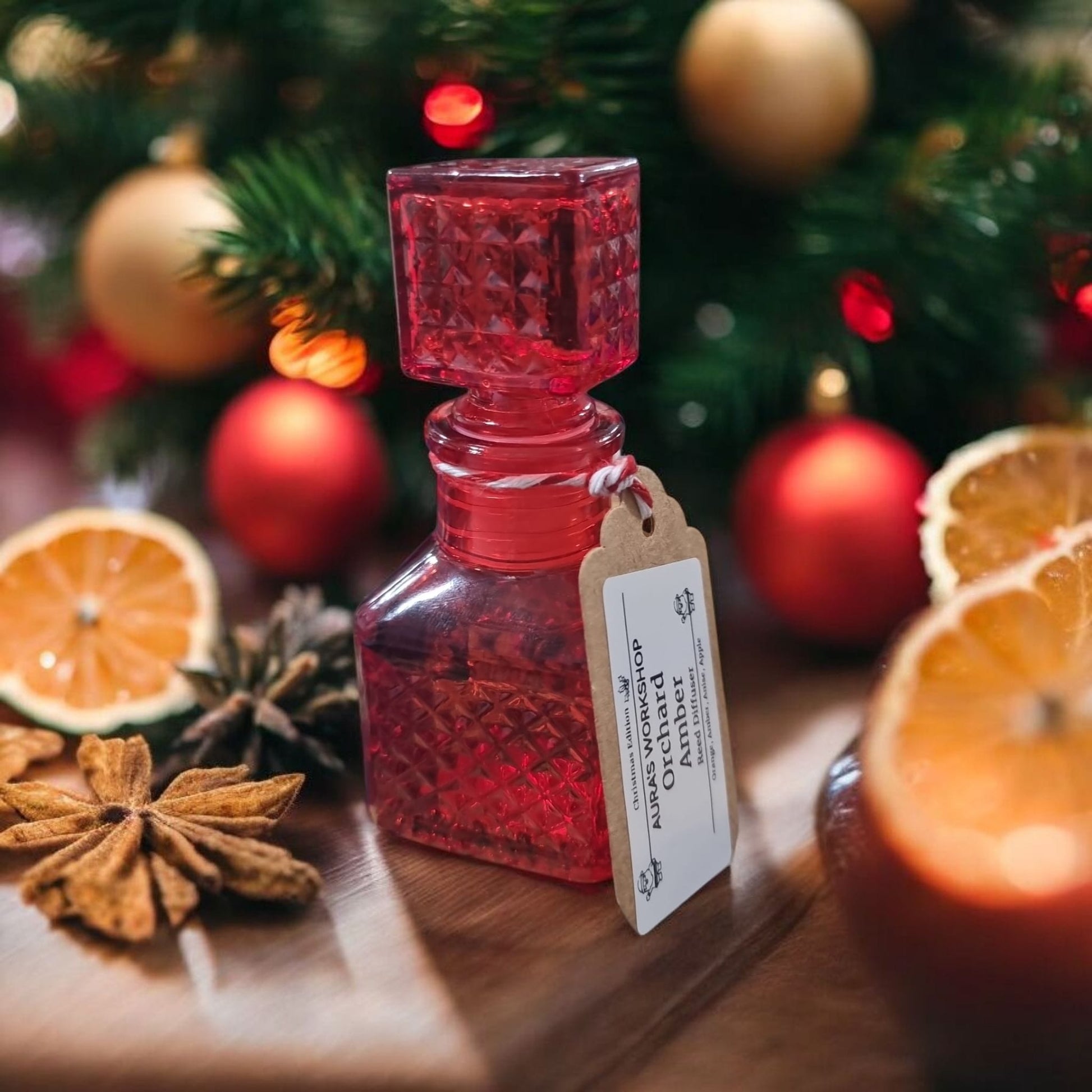 🍊 Orchard Amber Reed Diffuser – Christmas Edition (50ml) Red Bottle - Auras Workshop Auras Workshop