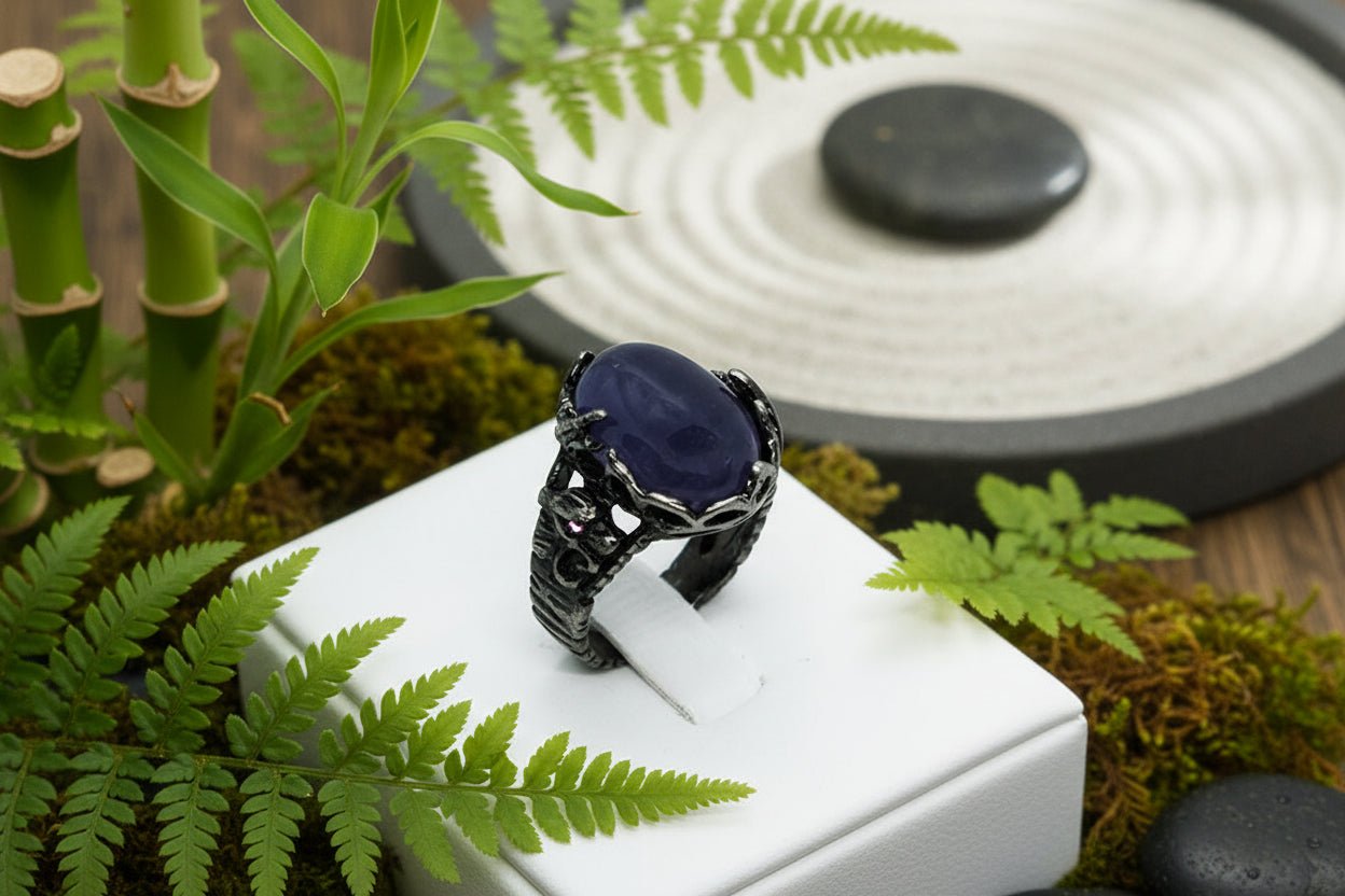 💜✨ Oval Amethyst Ring | Silver Tone | Calm & Clarity Crystal Jewellery - Auras Workshop Auras Workshop