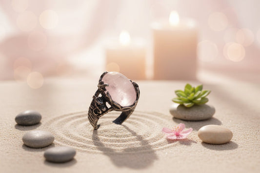 🌸✨ Oval Rose Quartz Ring | Silver Tone | Love & Harmony Crystal Jewellery - Auras Workshop Auras Workshop