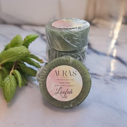 Peppermint with a hint of glitter Loofah Soap - Auras Workshop Auras Workshop