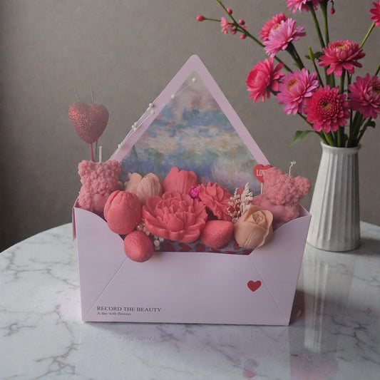 💌🌸 Petals & Promises Valentine’s Bouquet | Aura’s Workshop | Candle & Wax Melts | Love Envelope Gift Box - Auras Workshop Auras Workshop