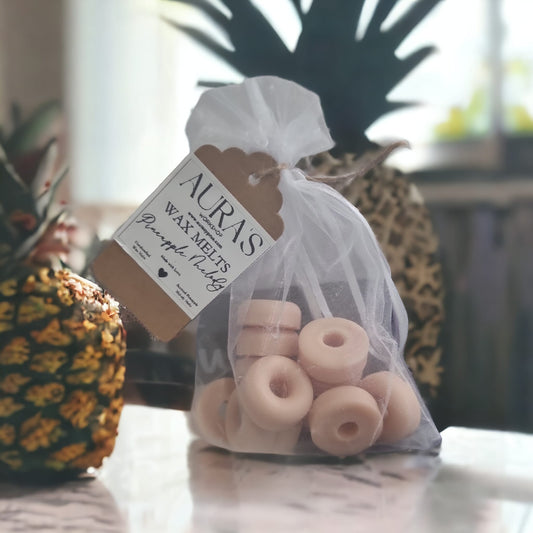 Pineapple Melody Donut Shaped x12 Wax Melt Bar in Organza Bag - Auras Workshop Auras Workshop