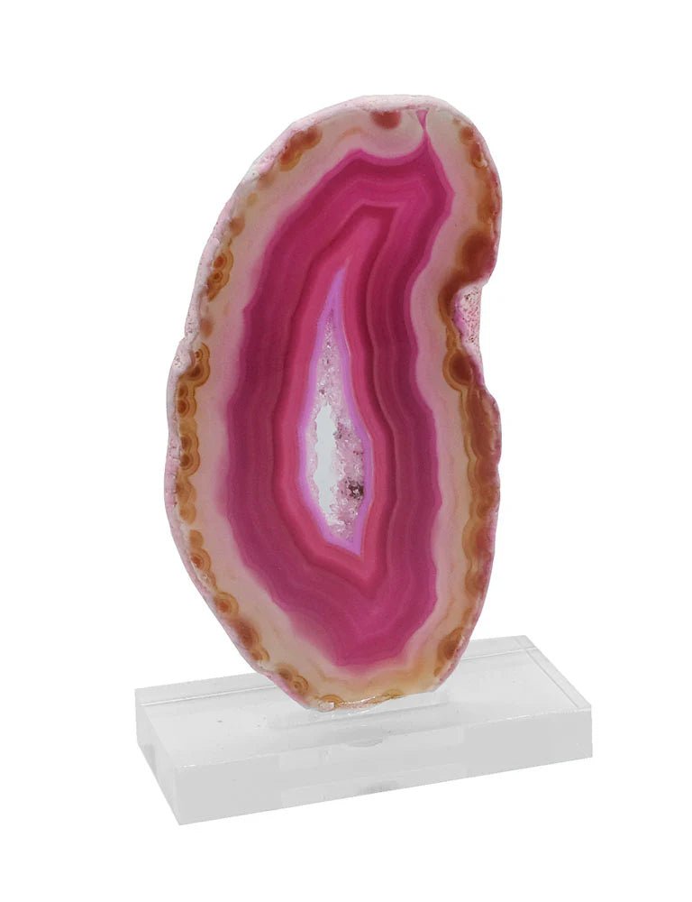 💗 Pink Agate Slice on Base – 8cm