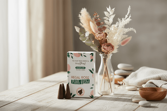 Plant Based Backflow Incense Cones – Regal Rose | Floral, Romantic & Relaxing - Auras Workshop Auras Workshop