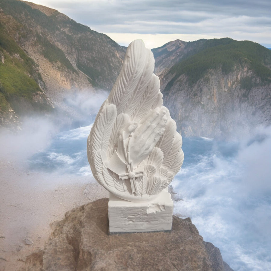 Praying Hands with Cross & Angel Wing Home Decor