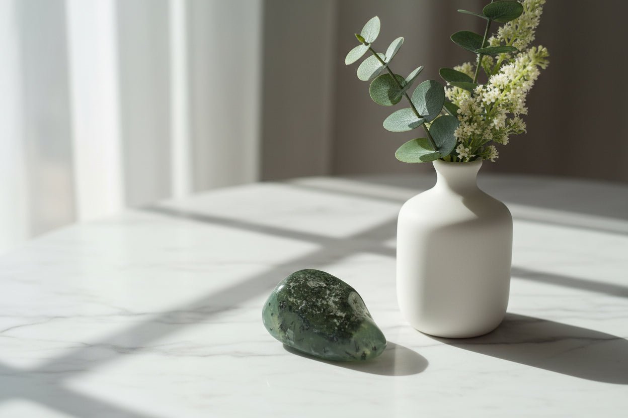 🌿✨ Prehnite Tumblestone | Calm, Intuition & Heart Connection - Auras Workshop Auras Workshop