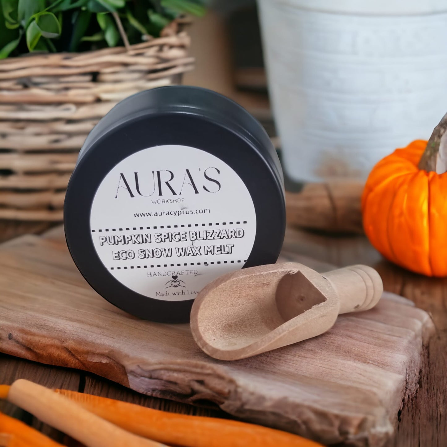 Pumpkin Spice Blizzard Eco Snow Wax Melt with Wooden Spoon - Auras Workshop Auras Workshop