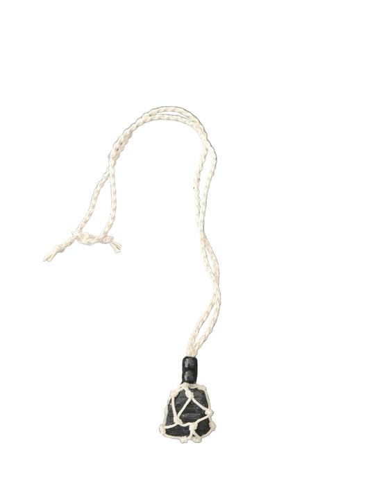 Raw Black Obsidian Crystal Macramé Necklace – Protection & Grounding Crystal Jewellery - Auras Workshop Auras Workshop