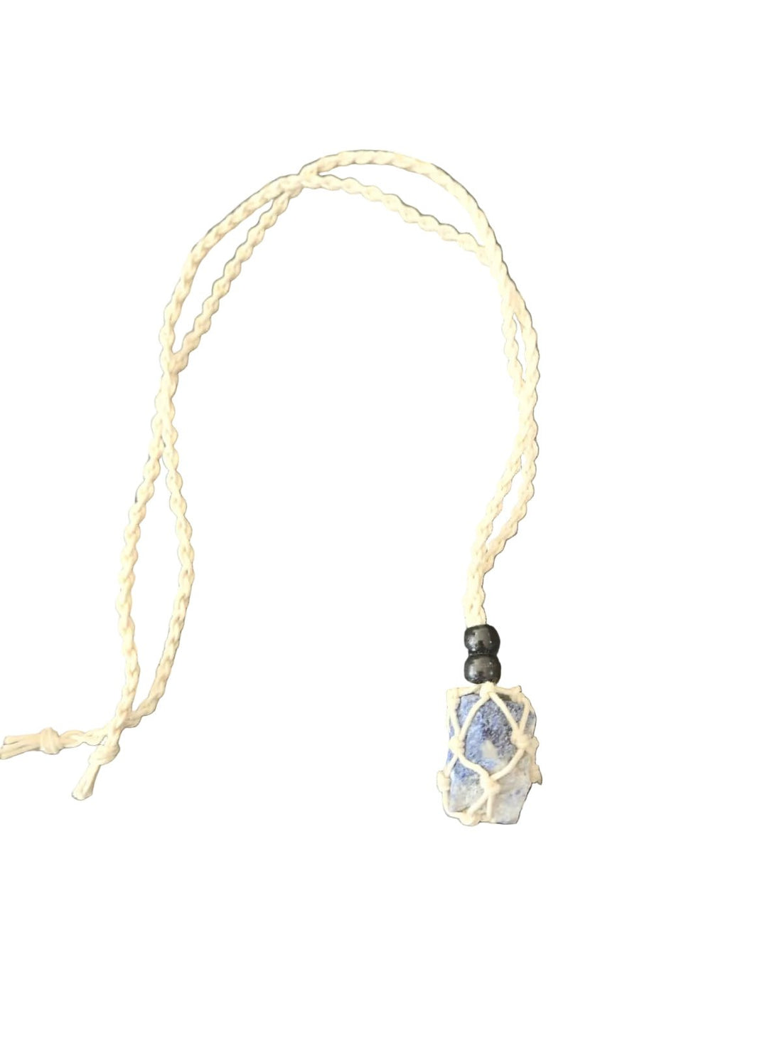 Raw Sodalite Crystal Macramé Necklace – Intuition, Communication & Clarity Crystal Jewellery - Auras Workshop Auras Workshop