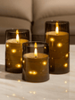 🕯️✨ Remote Control Fairy Light Candle Lamps – Set of 3 (No Box) | Flameless Flickering Candles | Grey Acrylic | 4” / 5” / 6” - Auras Workshop Auras Workshop