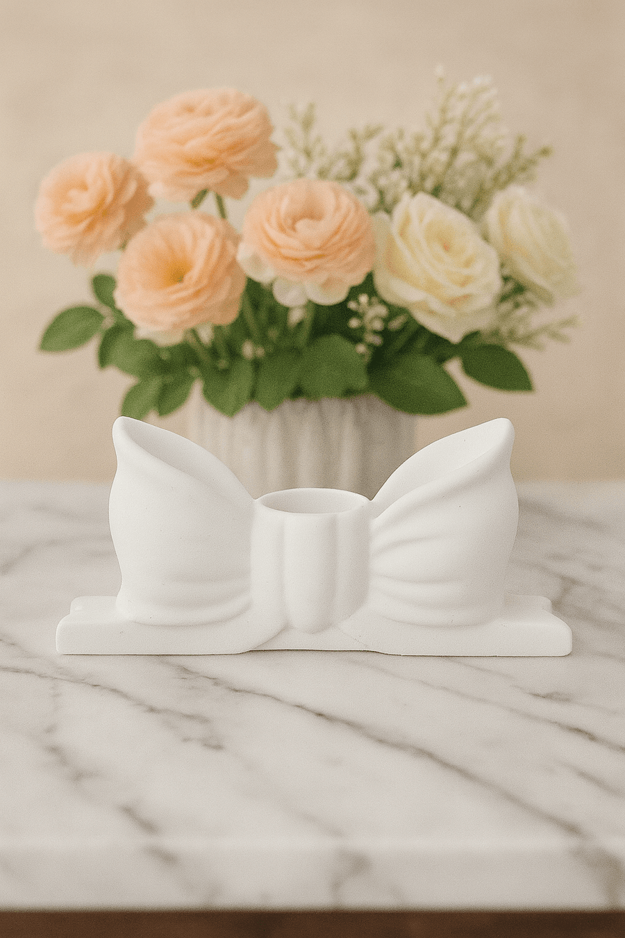 🎀 Ribbon Bow Handmade Ceramic Candle Holder