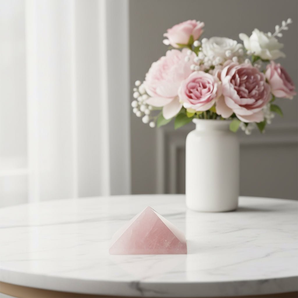 Rose Quartz Crystal Pyramid – 4 × 4 cm - Auras Workshop Auras Workshop