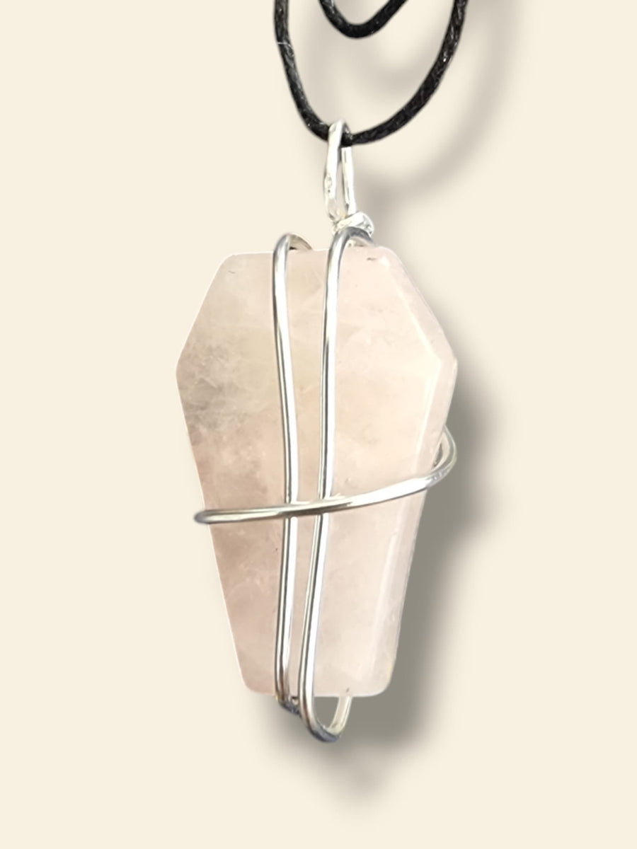 Rose Quartz Crystal Wire Pendent