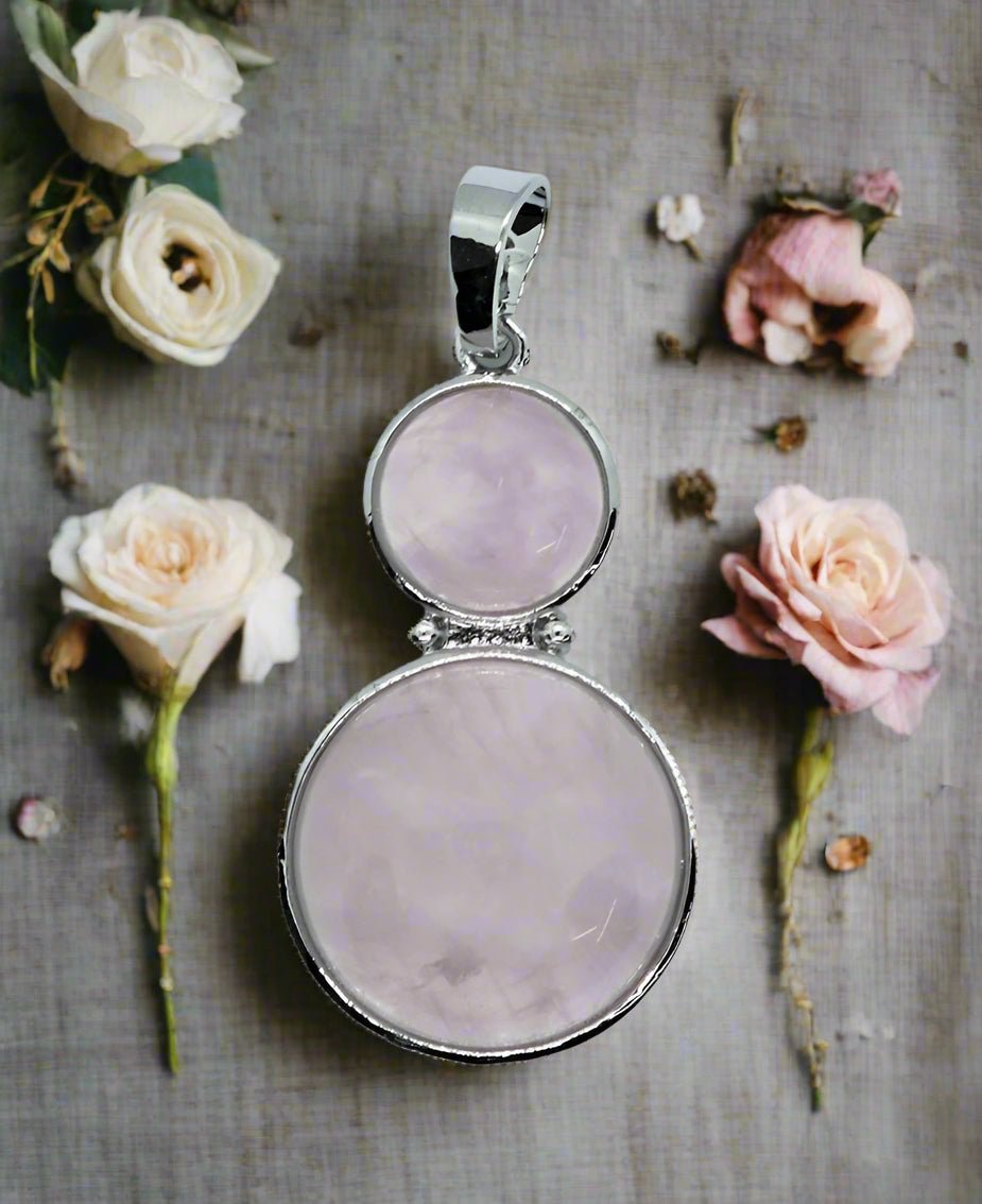 🌸 Rose Quartz Double Round Pendant – Love, Healing & Emotional Balance Harmony. Compassion. Self - Love. - Auras Workshop Auras Workshop