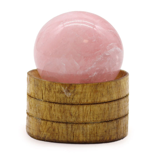 Rose Quartz Sphere 40mm with Stand | Love, Compassion & Heart Healing - Auras Workshop Auras Workshop