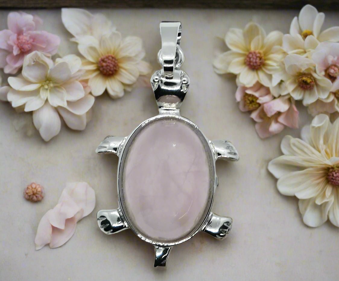 🌸 Rose Quartz Tortoise Pendant – Love, Healing & Emotional Harmony Compassion. Balance. Protection. - Auras Workshop Auras Workshop