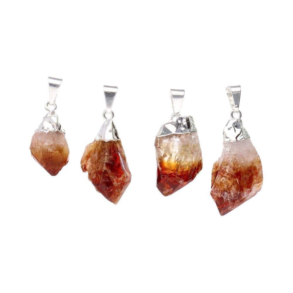 Rough Heated Citrine Point Pendant – Silver Plated -  - Auras Workshop  Cyprus 