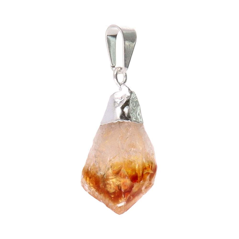 Rough Heated Citrine Point Pendant – Silver Plated -  - Auras Workshop  Cyprus 
