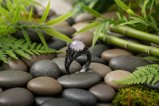 🌸✨ Round Rose Quartz Ring | Silver Tone | Love & Harmony Crystal Jewellery - Auras Workshop Auras Workshop