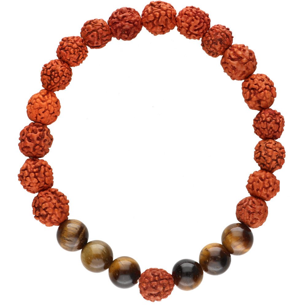 Rudraksha & Tiger’s Eye 8mm Bracelet - Auras Workshop Auras Workshop